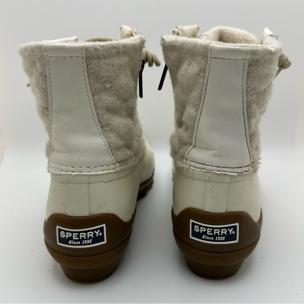 Sperry Syren Gulf Wool Quilt Side Zip Duck Boots Ivory STS85647 - Picture 6 of 10